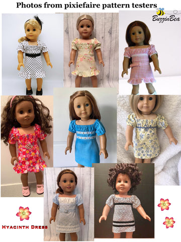 BuzzinBea 18 Inch Modern Hyacinth Dress 18" Doll Clothes Pattern Pixie Faire