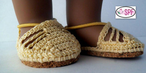 Sweet Pea Fashions Shoes Carmen Crocheted Espadrilles 18" Doll Shoes Pixie Faire