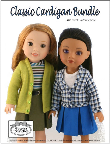 Forever 18 Inches WellieWishers Classic Cardigan Bundle 14-14.5" Doll Clothes Pattern Pixie Faire