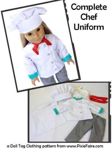 Doll Tag Clothing 18 Inch Modern Chef's Uniform 18" Doll Clothes Pixie Faire