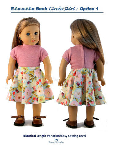 Forever 18 Inches 18 Inch Modern Elastic-Back Circle Skirt 18" Doll Clothes Pattern Pixie Faire