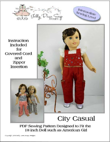 Jelly Bean Soup Designs 18 Inch Modern City Casual Jumpsuit 18" Doll Clothes Pattern Pixie Faire