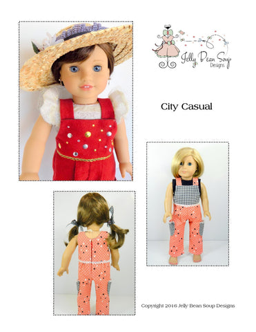Jelly Bean Soup Designs 18 Inch Modern City Casual Jumpsuit 18" Doll Clothes Pattern Pixie Faire