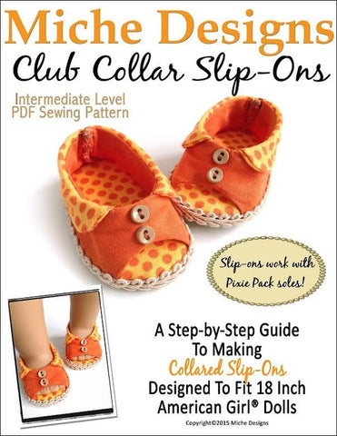 Miche Designs Shoes Club Collar Slip-Ons 18" Doll Shoes Pixie Faire