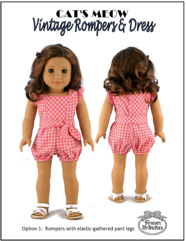 Forever 18 Inches 18 Inch Modern Cat's Meow Vintage Rompers, Dress & Playsuit Skirt Bundle 18" Doll Clothes Pixie Faire