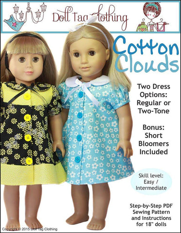 Doll Tag Clothing 18 Inch Modern Cotton Clouds 18" Doll Clothes Pixie Faire