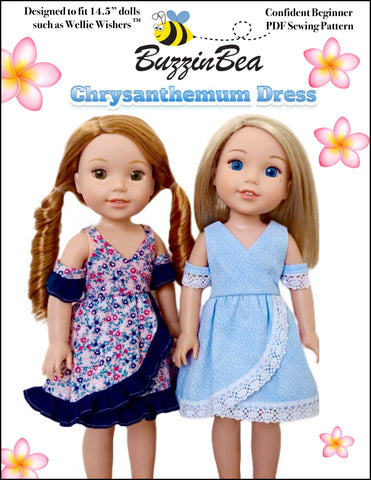 BuzzinBea WellieWishers Chrysanthemum Dress 14.5" Doll Clothes Pattern Pixie Faire