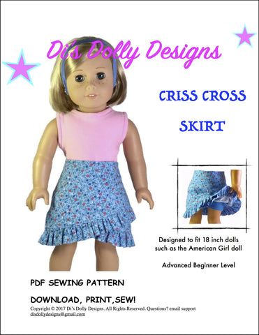 Di's Dolly Designs 18 Inch Modern Criss Cross Skirt 18" Doll Clothes Pixie Faire