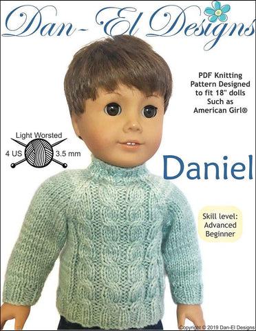 Dan-El Designs Knitting Daniel 18" Doll Knitting Pattern Pixie Faire