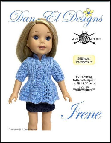 Dan-El Designs WellieWishers Irene 14.5" Doll Knitting Pattern Pixie Faire