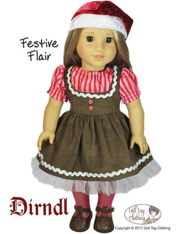 Doll Tag Clothing 18 Inch Historical Dirndl 18" Doll Clothes Pattern Pixie Faire
