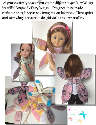 Miss Cake's Closet 18 Inch Modern Dragonfly Fairy Wings 14- 18" Doll Accessory Pattern Pixie Faire