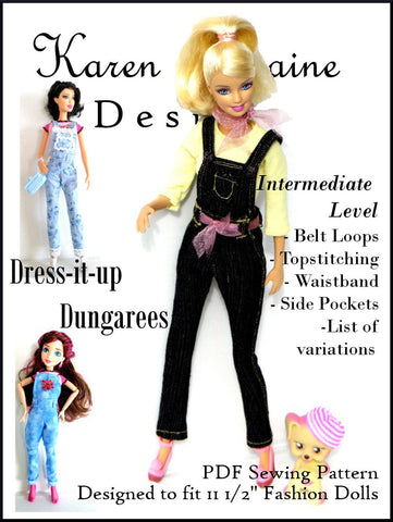 Karen Lorraine Design Barbie Dress It Up Dungarees Pattern for 11-1/2" Fashion Dolls Pixie Faire