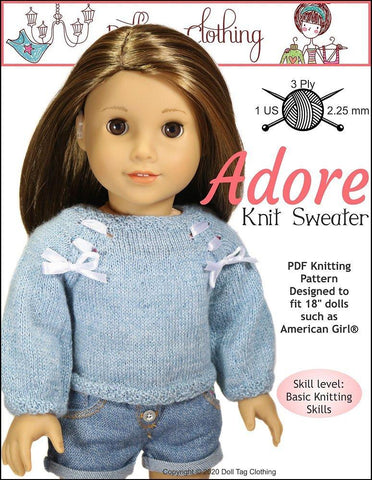 Doll Tag Clothing Knitting Adore Knit Sweater 18" Doll Clothes Pixie Faire
