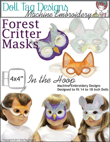 Doll Tag Clothing Machine Embroidery Design Forest Critter Masks Machine Embroidery Designs Pixie Faire