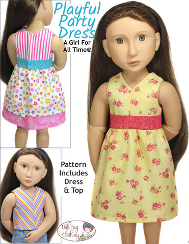 Doll Tag Clothing A Girl For All Time Playful Party Dress Pattern for A Girl For All Time Dolls Pixie Faire