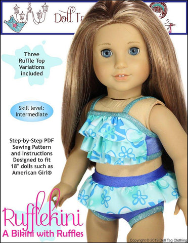 Doll Tag Clothing 18 Inch Modern Rufflekini Swimsuit 18" Doll Clothes Pixie Faire