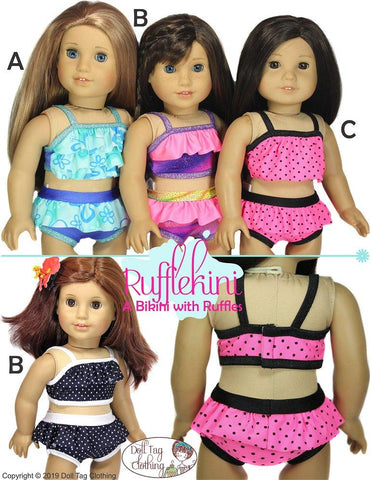 Doll Tag Clothing 18 Inch Modern Rufflekini Swimsuit 18" Doll Clothes Pixie Faire