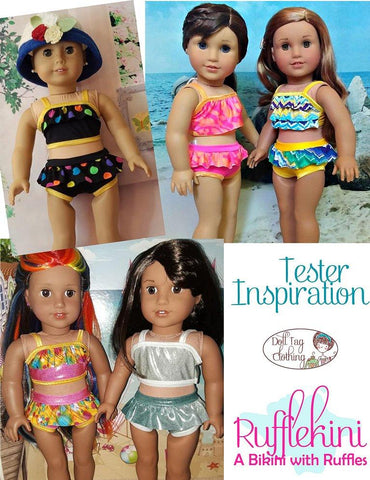 Doll Tag Clothing 18 Inch Modern Rufflekini Swimsuit 18" Doll Clothes Pixie Faire