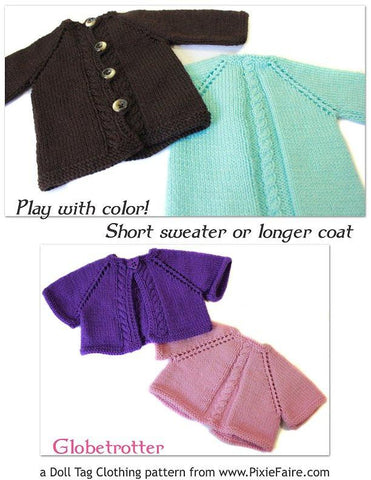 Doll Tag Clothing Knitting Globetrotter Sweater Knitting Pattern Pixie Faire