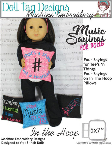 Doll Tag Clothing Machine Embroidery Design Music Sayings Pillows and Teeās Machine Embroidery Designs Pixie Faire