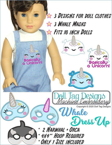 Doll Tag Clothing Machine Embroidery Design Whale Dress Up Machine Embroidery Designs Pixie Faire