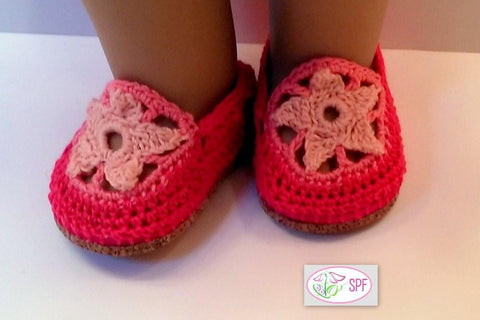 Sweet Pea Fashions Crochet Estrella Slip-on Shoes 18" Doll Shoes Pixie Faire