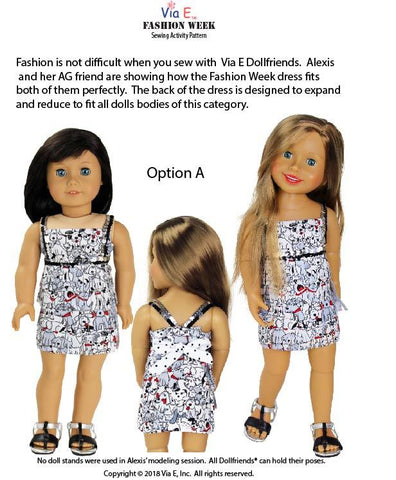 Via E 18 Inch Modern Fashion Week Wrap Dress 18-19" Doll Clothes Pattern Pixie Faire