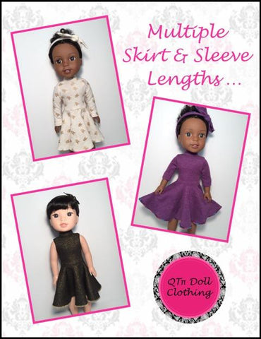 QTπ Doll Clothing WellieWishers Fit & Flare Mock Neck Dress 14.5" Doll Clothes Pattern Pixie Faire