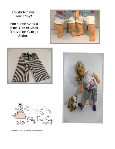 Jelly Bean Soup Designs Bitty Baby/Twin Fly Front Pants and Cutoffs 15" Baby Doll Clothes Pattern Pixie Faire