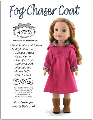 Forever 18 Inches WellieWishers Fog Chaser Coat 14-14.5" Doll Clothes Pattern Pixie Faire