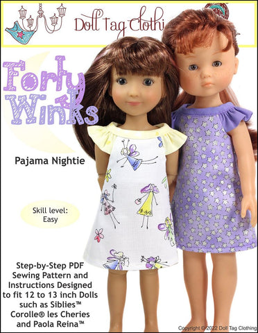Doll Tag Clothing Siblies Forty Winks Pattern for 12-13" Dolls such as Siblies™, Corolle® les Cheries, or Paola Reina™ Pixie Faire