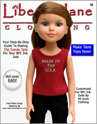 Liberty Jane BFC Ink FREE Tank Top Pattern for BFC, Ink Dolls Pixie Faire