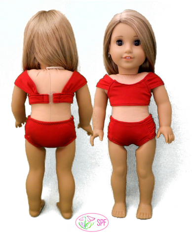 Sweet Pea Fashions 18 Inch Modern Palmetto Swimsuit & Cover-up 18" Doll Clothes Pattern Pixie Faire