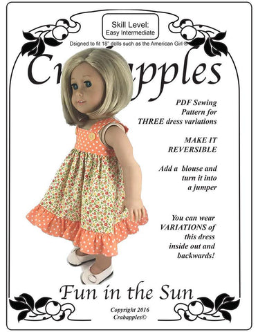 Crabapples 18 Inch Modern Fun in the Sun 18" Doll Clothes Pattern Pixie Faire