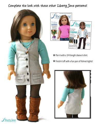 Liberty Jane 18 Inch Modern Genoa Jumper 18" Doll Clothes Pattern Pixie Faire