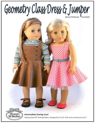 Forever 18 Inches 18 Inch Historical Geometry Class Dress & Jumper 18" Doll Clothes Pattern Pixie Faire