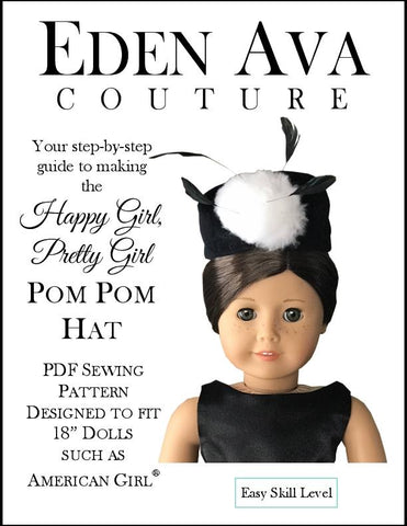 Eden Ava 18 Inch Modern Happy Girl Pretty Girl Pom Pom Hat 18" Doll Clothes Pattern Pixie Faire
