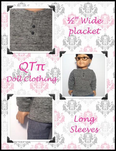 QTπ Doll Clothing 18 Inch Modern Henley 18" Doll Clothes Pixie Faire