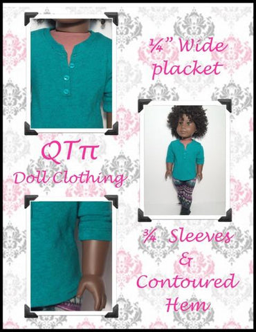 QTπ Doll Clothing 18 Inch Modern Henley 18" Doll Clothes Pixie Faire