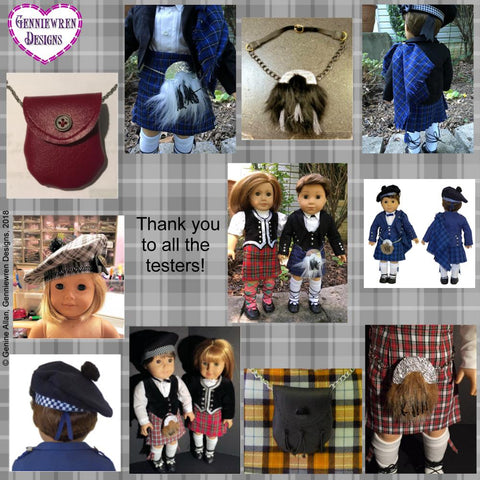 Genniewren 18 Inch Modern Highland Accessories 18" Doll Clothes Pattern Pixie Faire