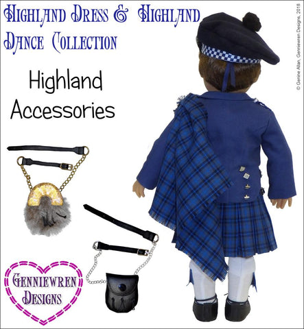 Genniewren 18 Inch Modern Highland Accessories 18" Doll Clothes Pattern Pixie Faire