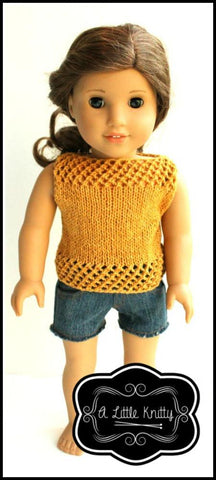 A Little Knitty Knitting Jessica Summer Sweater 18" Doll Clothes Knitting Pattern Pixie Faire