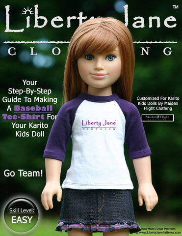 Liberty Jane Karito Kids Baseball T-Shirt Pattern For Karito Kids Dolls Pixie Faire