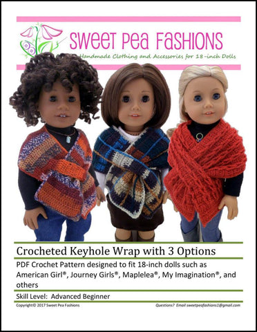 Sweet Pea Fashions Crochet Crocheted Keyhole Wrap with 3 Options Crochet Pattern Pixie Faire