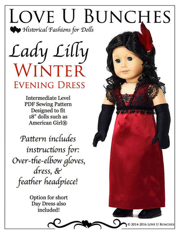 Love U Bunches 18 Inch Historical Lady Lilly's Winter Evening Dress 18" Doll Clothes Pixie Faire