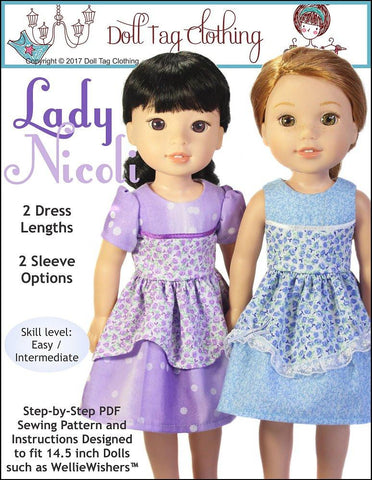Doll Tag Clothing WellieWishers Lady Nicoli 14.5" Doll Clothes Pattern Pixie Faire