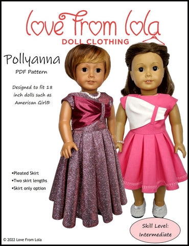 Love From Lola 18 Inch Modern Pollyanna 18" Doll Clothes Pattern Pixie Faire