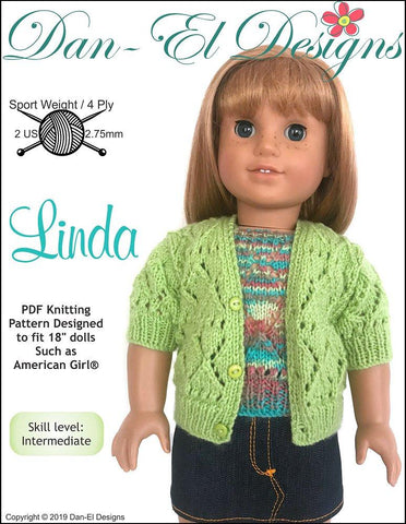 Dan-El Designs Knitting Linda Twin Set Sweater 18" Doll Knitting Pattern Pixie Faire