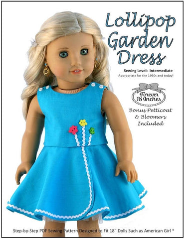 Forever 18 Inches 18 Inch Historical Lollipop Garden Dress 18" Doll Clothes Pattern Pixie Faire